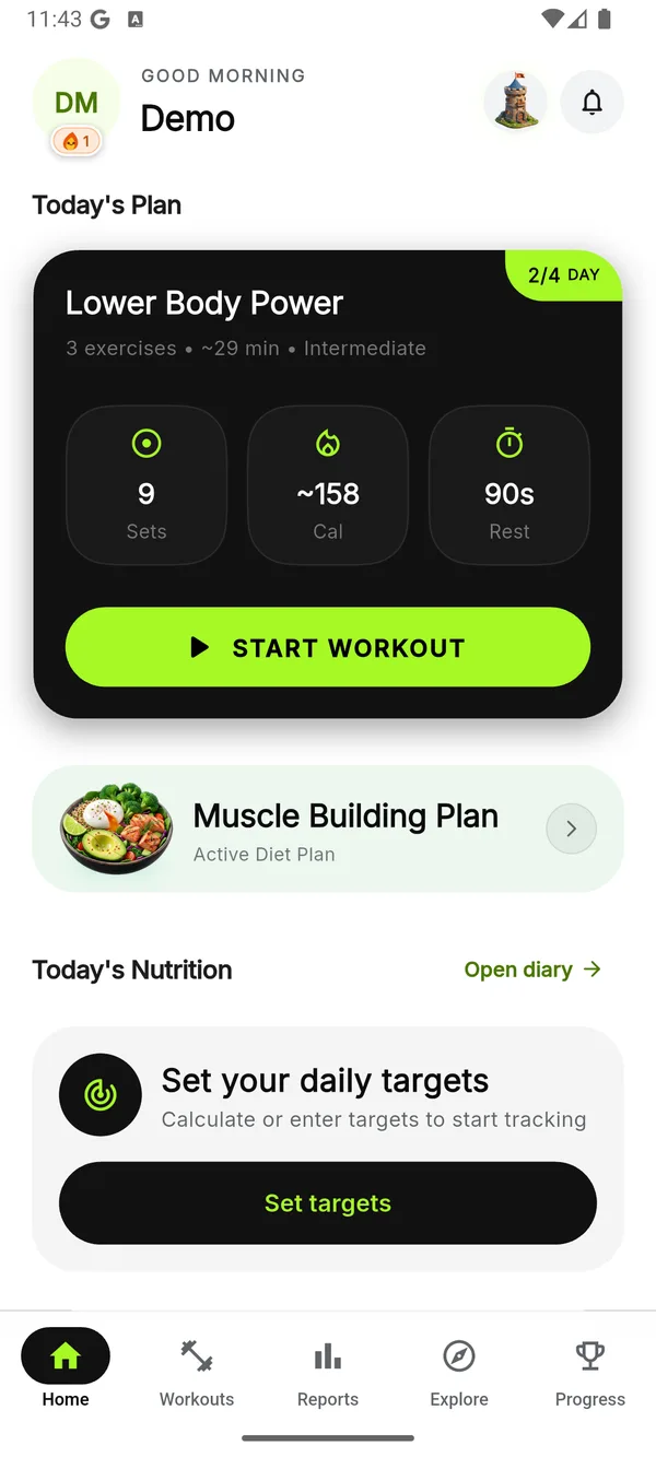 A gym member’s Home with the coach’s plan